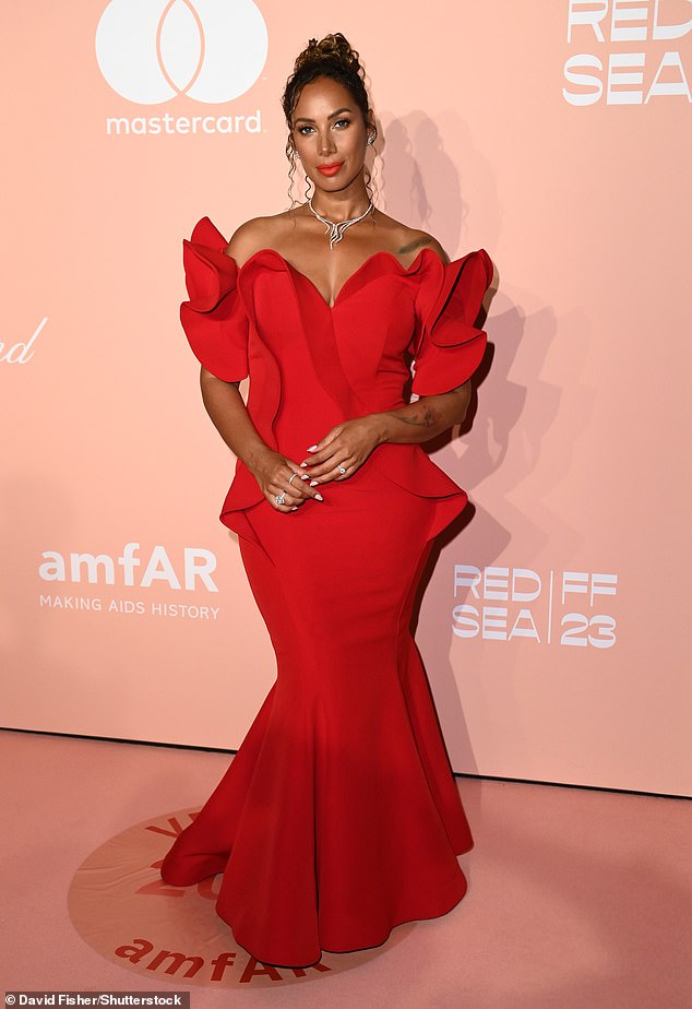 Gorgeous: Leona Lewis, 38, looked fabulous as she attended the star-studded amfAR gala at the Venice Film Festival on Sunday