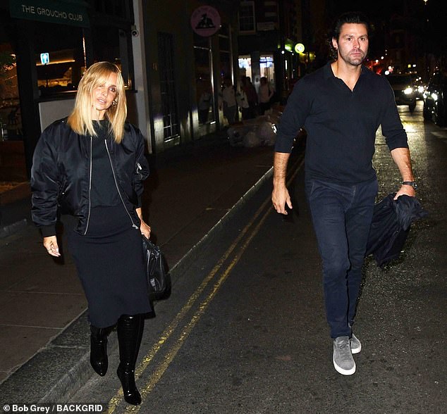 Here they come: Monday night was special for reasons that had nothing to do with Jimmy Carr, as Louise Redknapp made her first public appearance with new boyfriend Drew Michael