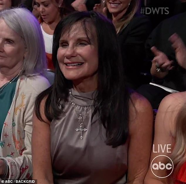 Biggest fan: Lynne Spears seemed in good spirits as she cheered on her youngest daughter, Jamie Lynn Spears, during the actress's Dancing With The Stars debut on Tuesday