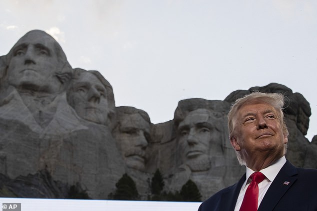 Donald Trump, pictured on Mount Rushmore during a 2020 visit, has thought long and hard about adding himself