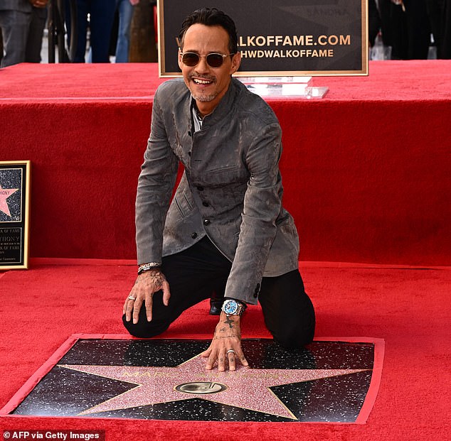 Standing ovation: Anthony, 54, was honored this week with a star on the Hollywood Walk of Fame;  seen Thursday