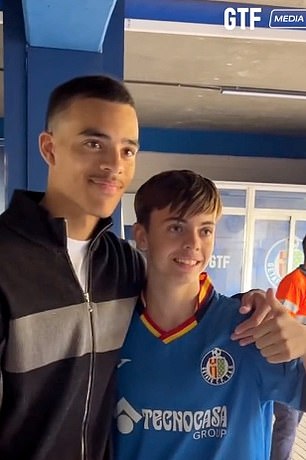 Getafe uploaded a video of Mason Greenwood greeting young Getafe fans on social media