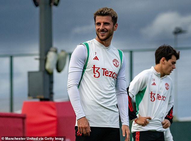 Mason Mount was pictured smiling in training as he approaches his return to the first team