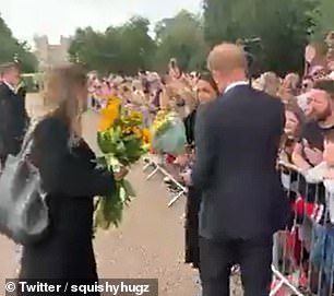 However, moments later a second member of staff approached her and appeared to tell her that they had to take them from her, and this time the Duchess handed over the flowers.