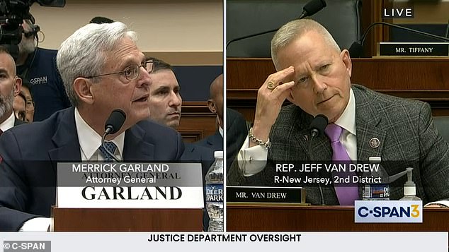 Attorney General Merrick Garland became emotional a second time during a House hearing Wednesday during a heated exchange with Rep. Jeff Van Drew over whether he thought 