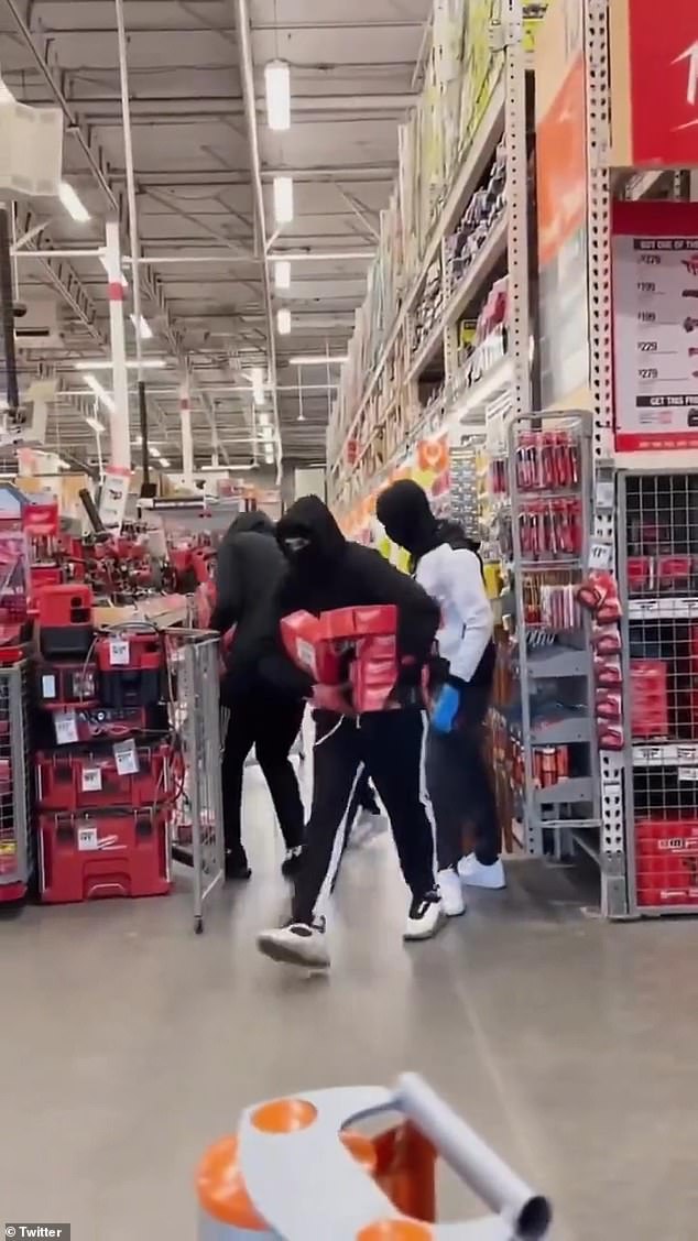 A group of masked thieves stormed into a Home Depot store in Signal Hill on August 27 and stole $5,000 worth of power tools in full view of shocked staff and customers