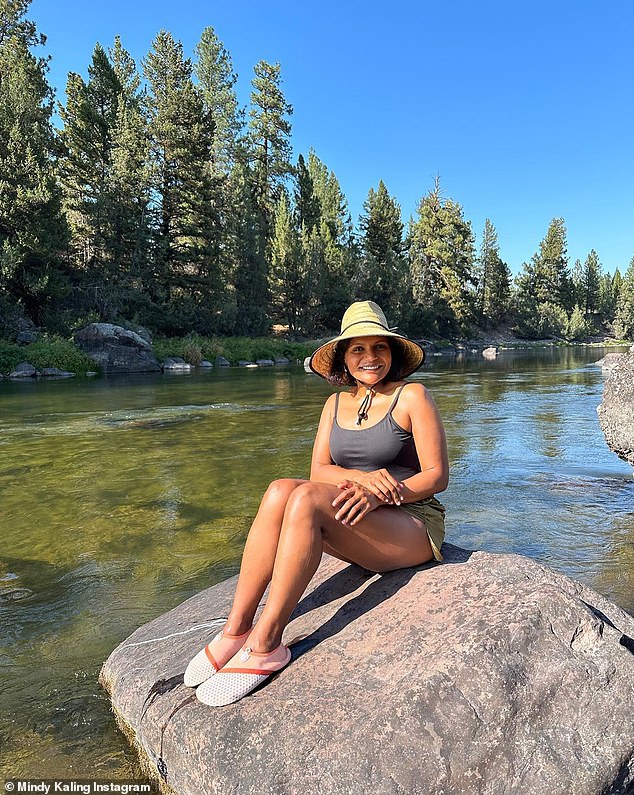 Family affair: Mindy Kaling, 44, documented her camping trip to Montana with a series of photos and videos in an Instagram post featuring rare glimpses of her two children