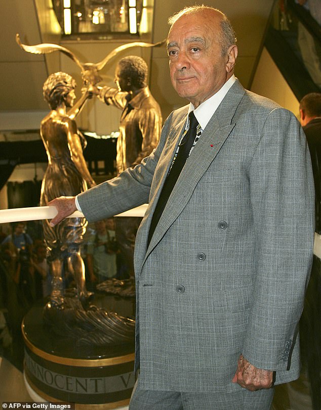 Mr Al-Fayed later unveiled a statue of Diana and his son Dodi at Harrods commemorating their lives - inscribed on the base with the slogan 'innocent victims'