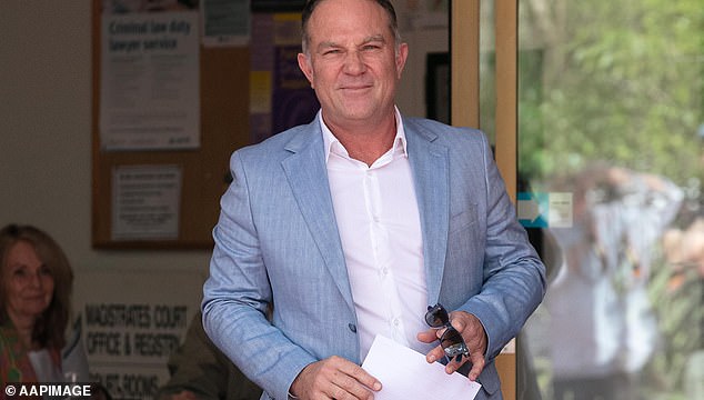 Slater (pictured outside Noosa court in May) remains on bail after allegedly assaulting the officer following a report of domestic violence