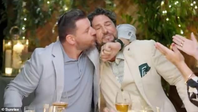 My Kitchen Rules stars Manu Feildel (left) and Colin Fassnidge revealed the truth about their angry feud during dinner on Wednesday's episode of the show.  On the picture