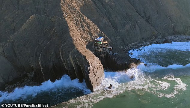 The dilapidated three-story structure was first spotted by drone on a treacherous cliff near Devil's Slide, Pacifica, in December 2022.