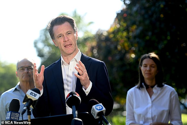 NSW Premier Chris Minns has revealed he is in favor of high immigration even though Sydney is highly unaffordable and congested - so foreigners can build new homes (he is pictured center with State Housing Minister Rose Jackson)