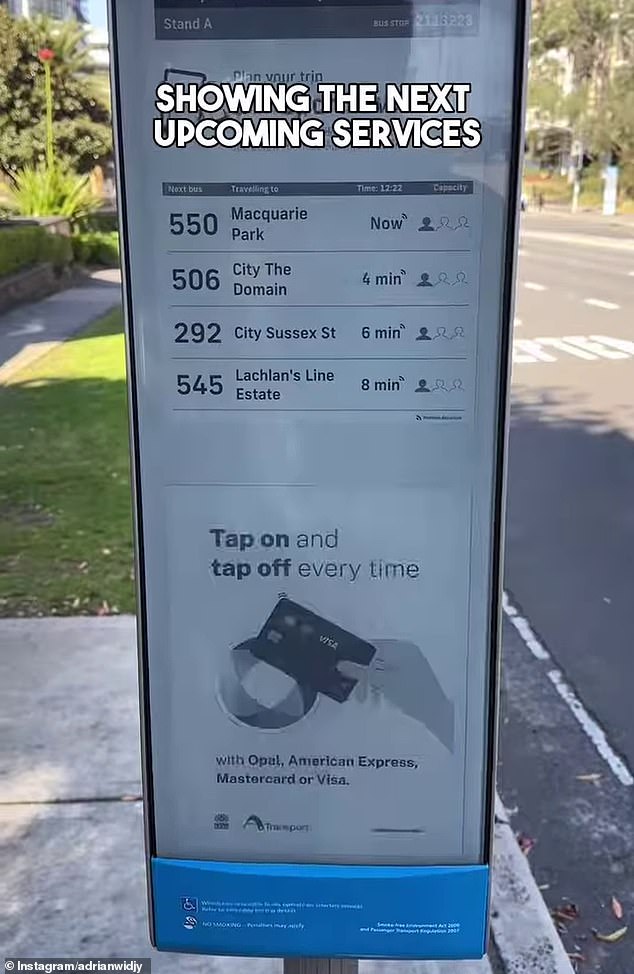 New Mercury Innovation and Visionect digital bus stops spotted in Sydney have replaced traditional paper versions (pictured)