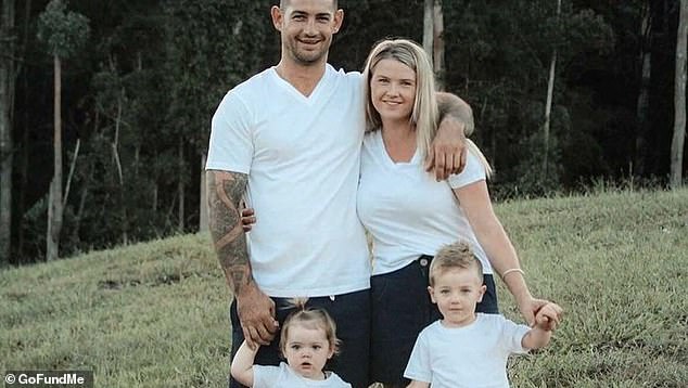 There is hope the couple can return home to their two children, Callie, 3, and Mason, 5, who are at home in NSW (pictured, Lehr family)