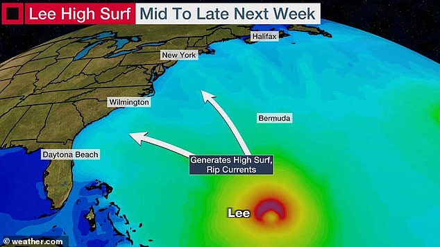 Hurricane Lee is barreling towards the East Coast and is expected to make landfall next week after severe weather hit the region on Friday evening