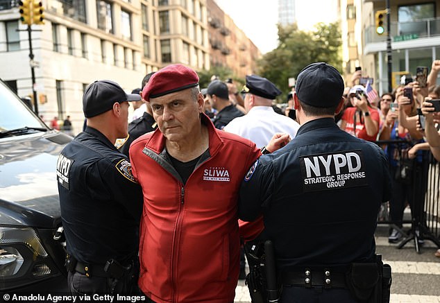 Curtis Sliwa, former New York City mayoral candidate and founder of Guardian Angels, was one of the speakers at the protest and one of many arrested outside Gracie Mansion on Sunday