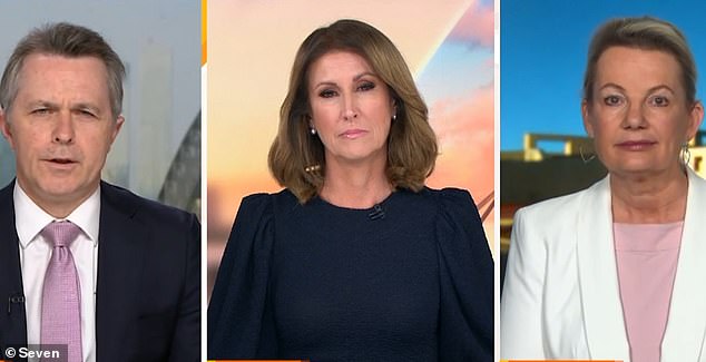 Nat Barr has some tough questions about the Voice referendum as Jason Clare (left) and Sussan Ley (right) appeared on Sunrise on Friday