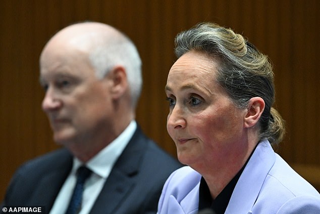 New Qantas CEO Vanessa Hudson (pictured) was given a baptism of fire after being accused of channeling her predecessor Alan Joyce by failing to answer questions during a Senate inquiry