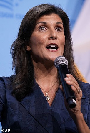 Republican presidential candidate and former U.N. Ambassador Nikki Haley speaks at the Iowa Faith & Freedom Coalition fall banquet, September 16, 2023, in Des Moines, Iowa