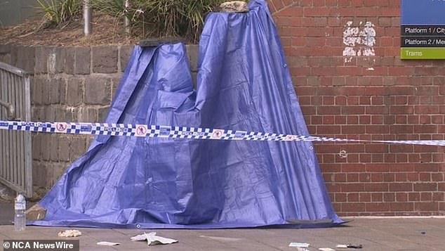 A man is fighting for his life after an alleged stabbing outside a Melbourne train station.  Image: Nine news