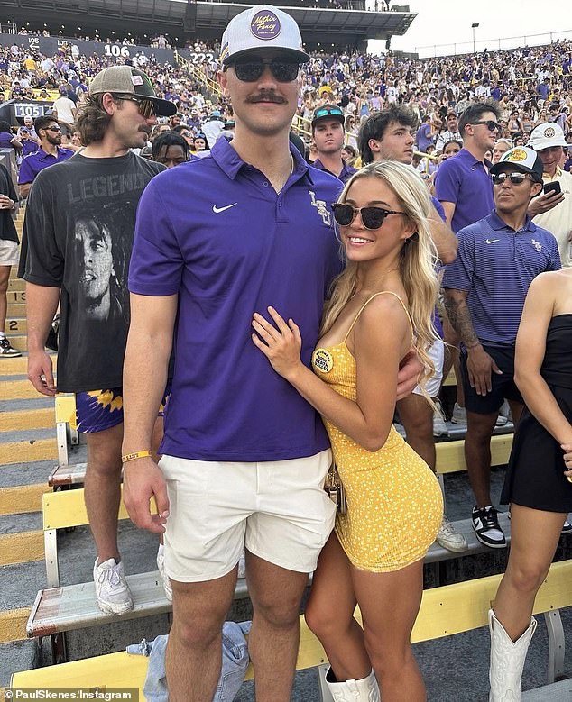 Olivia Dunne and boyfriend Paul Skenes were pictured together at the LSU football game on Saturday