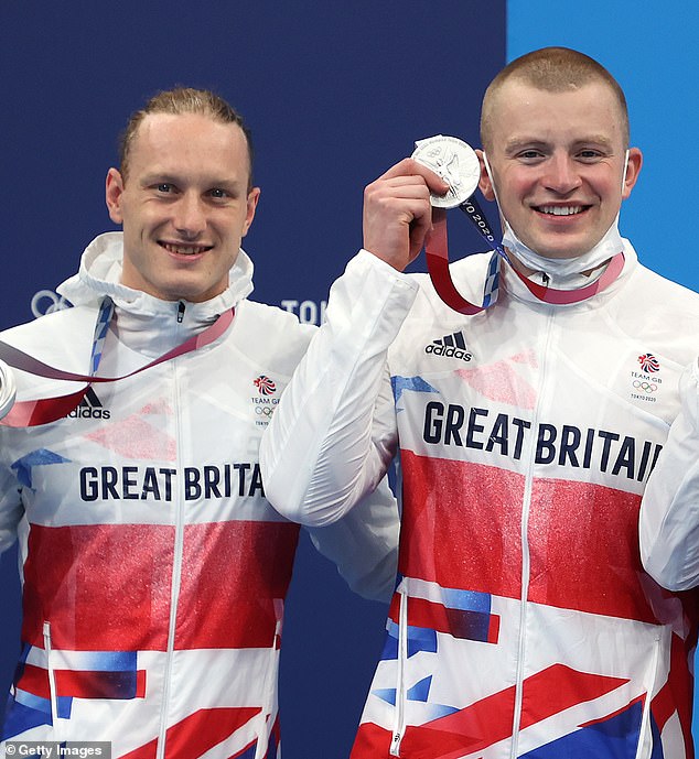 Peaty (second from left) was reportedly injured by his Team GB teammate Luke Greenbank (far left)