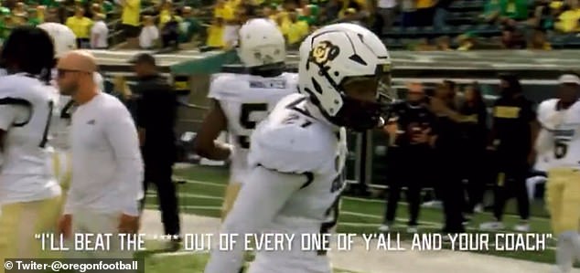 Shilo Sanders' pre-game trash talk was captured in Oregon's recap video of the game