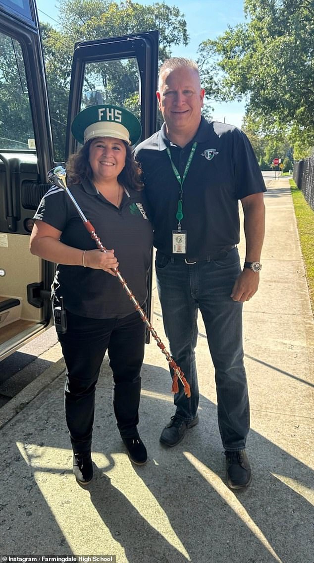 Gina Pellettiere, 43, director of the Farmingdale High School marching band (left) has been named among the people killed in the bus crash in New York on Thursday afternoon