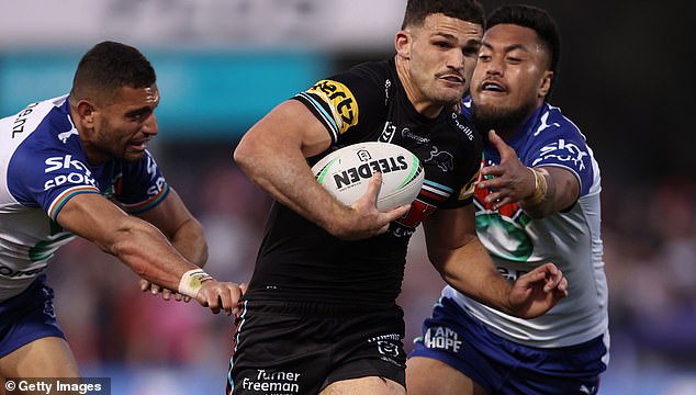 Cleary (pictured controlling the ball during the Panthers' victory over the Warriors in the qualifying final) was taken to hospital for scans