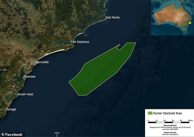 The federal government announced in July that the NSW Hunter region had been declared suitable for future offshore wind development.  The proposed zone is shown in green