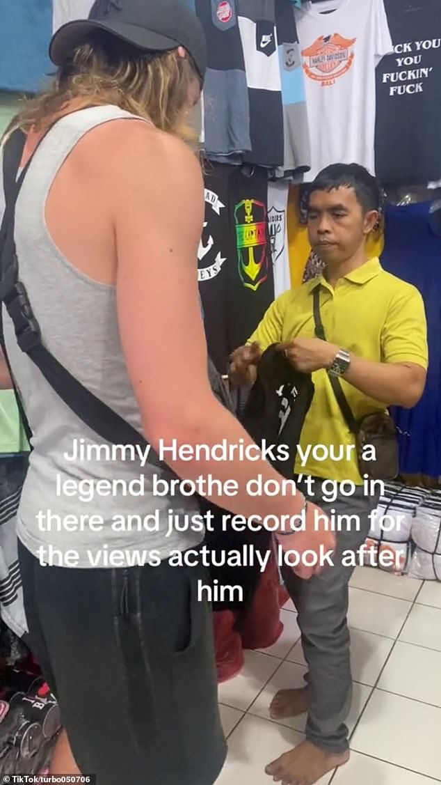 However, the store owner had a different tone in a recent video uploaded to TikTok, telling two visitors to stop filming if they weren't going to buy anything (pictured)