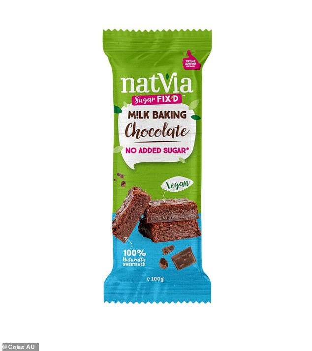 Natvia IP Pty Ltd was forced to recall its Milk Baking Chocolate 100g (pictured) with a best before date of August 13, 2024 on Friday due to claims that the vegan product contained milk