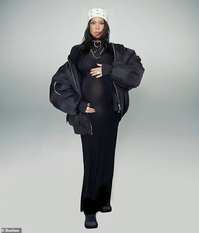 Amazing: The pregnant reality star, 44, whose fast fashion line is now live, proved she's her own best advertisement as she modeled her cool collection