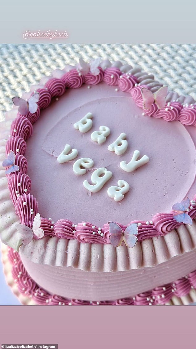 She posted a video to Instagram of a pink heart-shaped cake with 