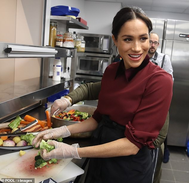 Eugenie's visit to the cookery school is reminiscent of Meghan Markle's charity work with the Hubb Community Kitchen in Grenfell