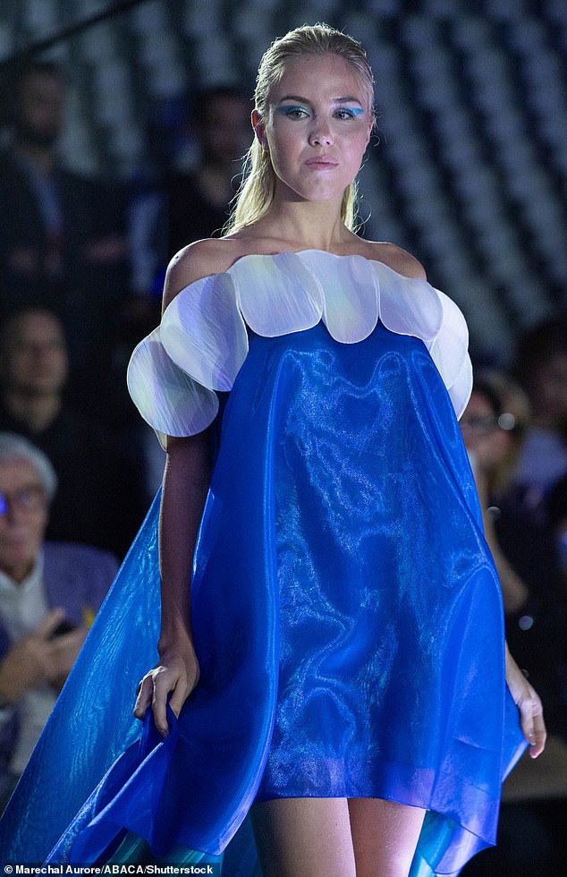 Princess Maria Carolina de Bourbon des Deux Siciles (pictured) dazzled in blue as she made her modeling debut in Paris