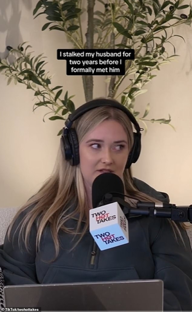 Popular podcast host Morgan Ashley Absher (pictured) of 'Two Hot Takes' reads a Reddit thread about a woman who stalked her boyfriend for years before they met