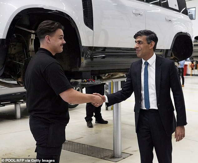 Shake it up: Prime Minister Rishi Sunak imagined visiting Land Rover in July