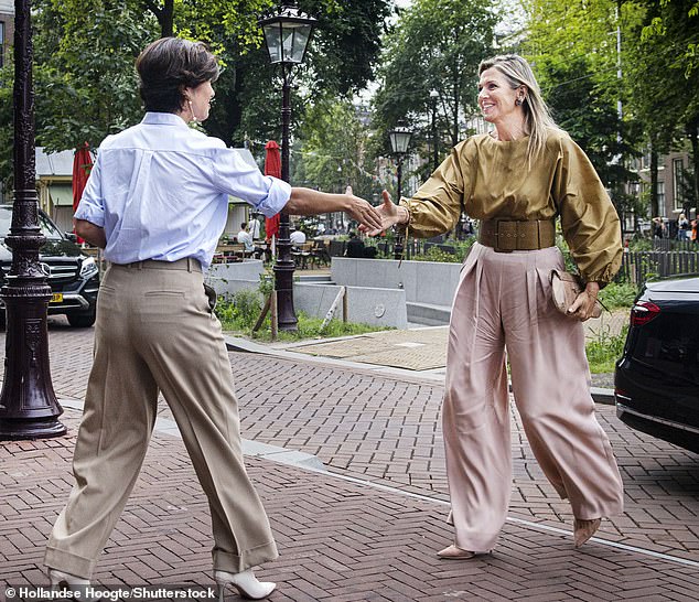 Queen Maxima of the Netherlands, 52, looked radiant as she met representatives of the Dutch gaming industry today