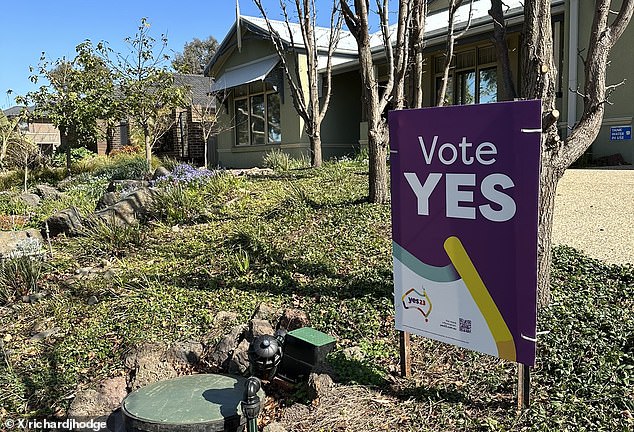 A leadership mentor with a Vote Yes sign on his lawn (pictured) has become the target of vile racist abuse for voicing his support for an Indigenous voice to Parliament