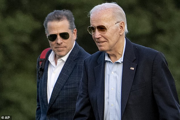 President Joe Biden and his son Hunter Biden arrive at Fort McNair in Washington on June 25, 2023