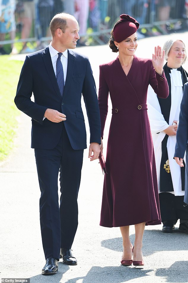 According to body language expert Judi James, Kate cut a 'regal, confident' figure during the Prince and Princess of Wales' visit to St David's Cathedral in Pembrokeshire to mark one year since the Queen's death