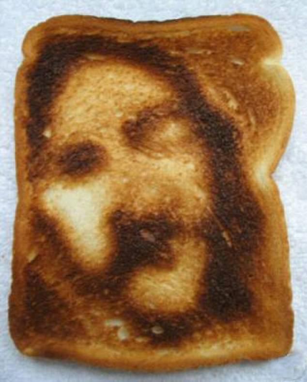 The phenomenon, called face pareidolia, occurs when people recognize recognizable images in random objects or light patterns (photo: the apparent face of Jesus on a piece of toast)