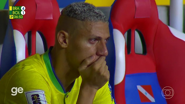 Brazilian striker Richarlison was left in tears after being substituted during Friday's match