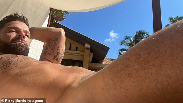 Sizzling in the sun: Ricky Martin sunbathed naked in Tulum on Friday and shared the video on Instagram for his 18.4 million Instagram followers