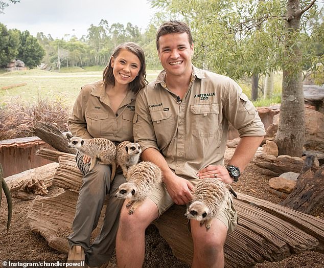 Sharing a series of cheerful snaps on Instagram depicting her latest adventures with Robert Rorie, she declared her 'love' for his sister Bindi.  Pictured: Bindi and husband Chandler Powell