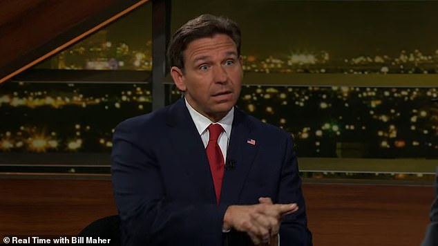 Ron DeSantis is pictured during his appearance on Real Time with Bill Maher Friday