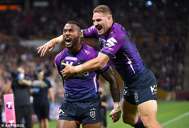 Suliasi Vunivalu (pictured left) was always a threat from the air when he played for Melbourne Storm in the NRL