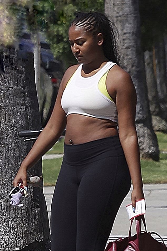 Sasha Obama was spotted rocking workout gear in Los Angeles after hitting the gym