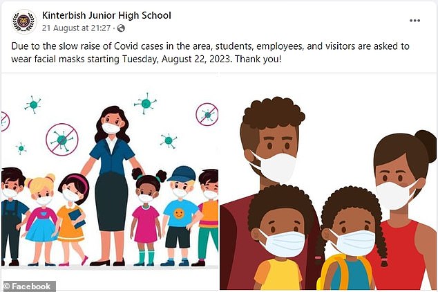 Alabama's Kinterbish Junior High School last month asked all students, staff and visitors to start wearing face masks on property 